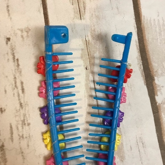 1980s Vintage Hair Clip Banana Comb Ponytail Blue Elephants Bright - Picture 7 of 8